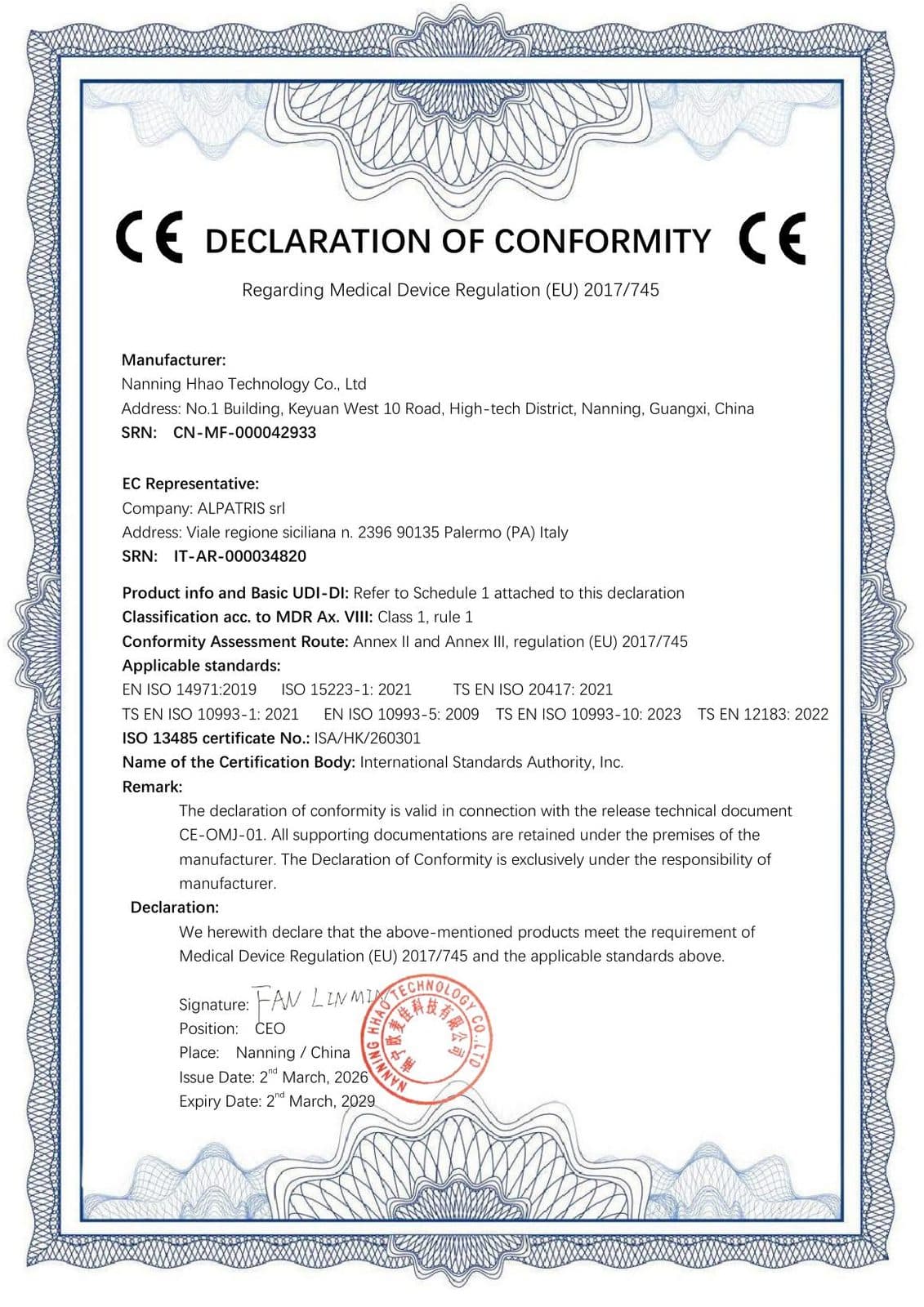 EU Declaration of Conformity