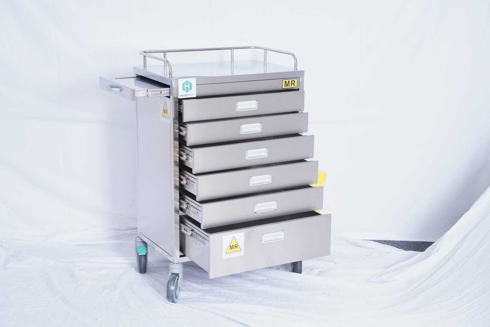HO-M01 stainless-steel MRI cart with six drawers
