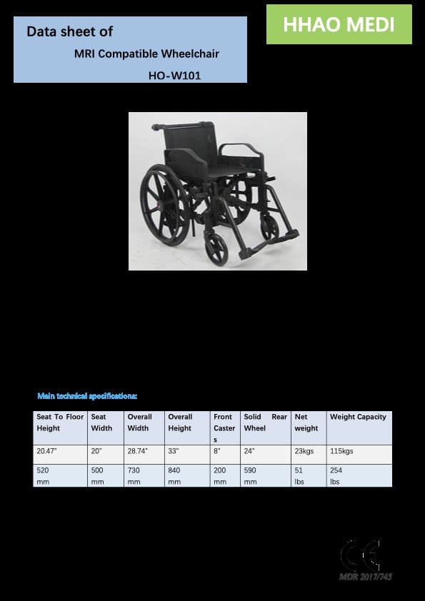 HO-W101 all-plastic MRI wheelchair
